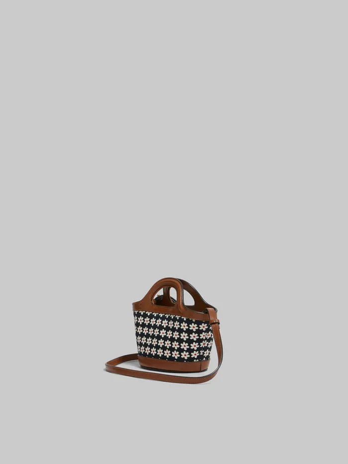 Black Canvas Tropicalia Micro Bag With Daisy Print Women Marni Tropicalia Bag