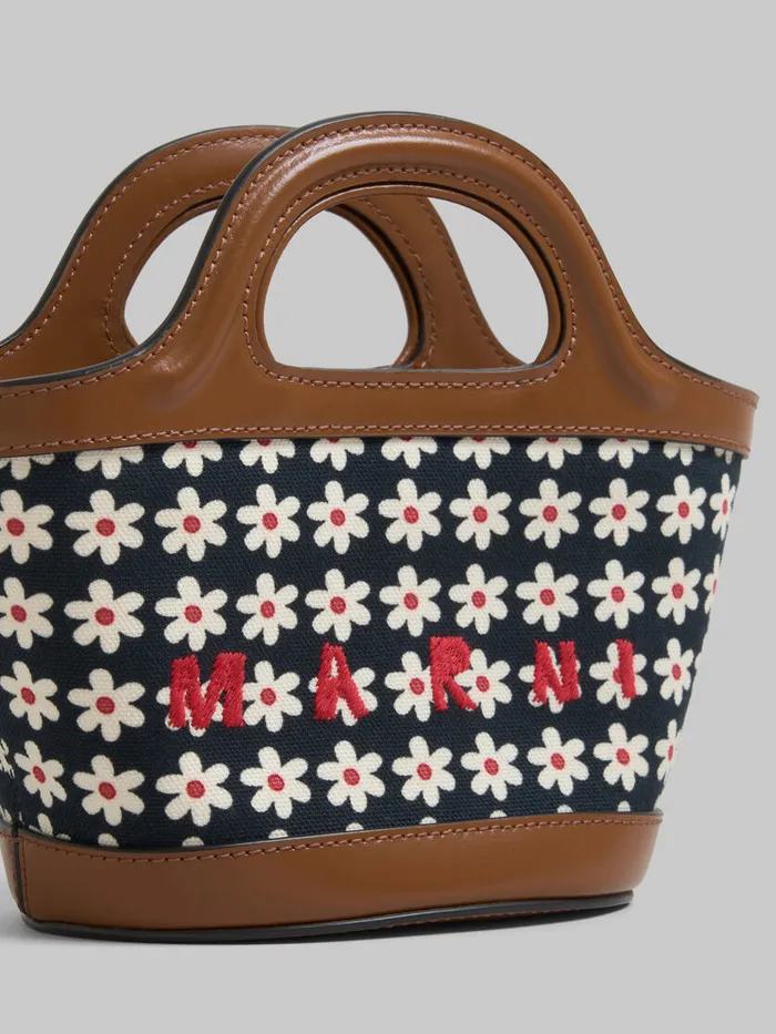 Black Canvas Tropicalia Micro Bag With Daisy Print Women Marni Tropicalia Bag