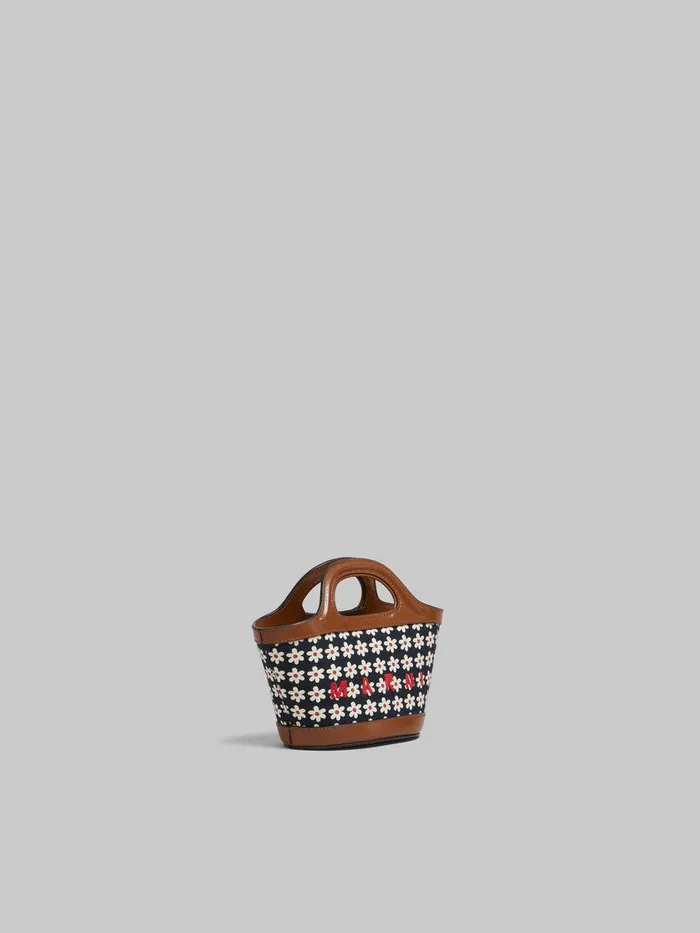 Black Canvas Tropicalia Micro Bag With Daisy Print Women Marni Tropicalia Bag