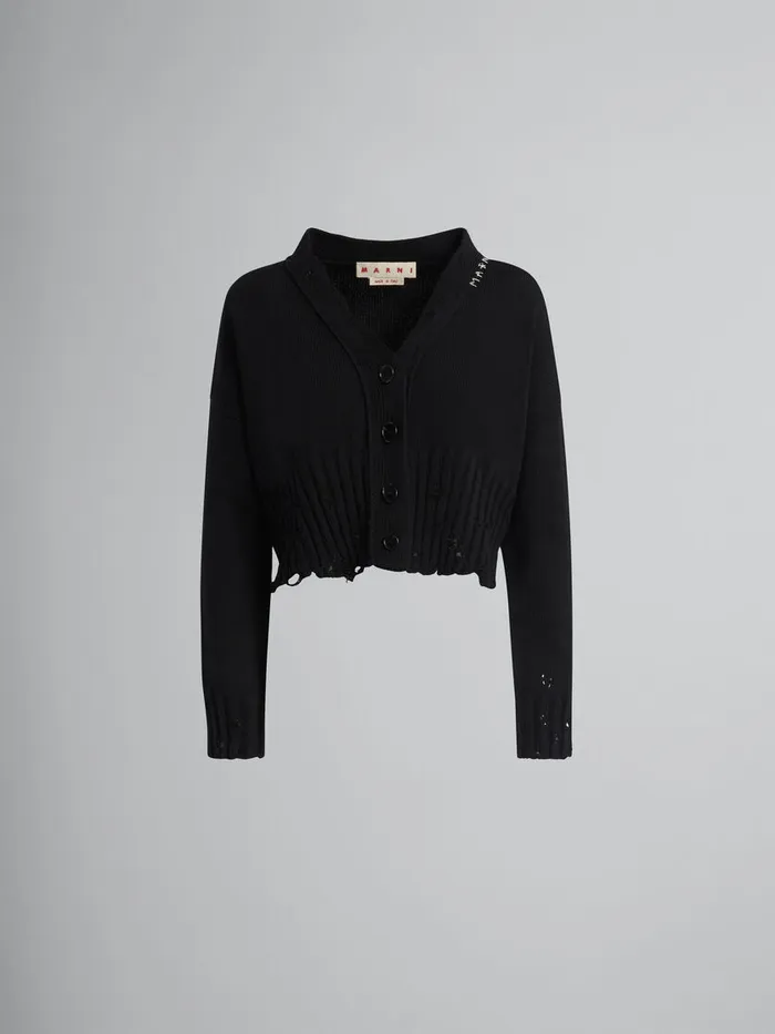 Black Cotton Cropped Cardigan Women Marni Knitwear