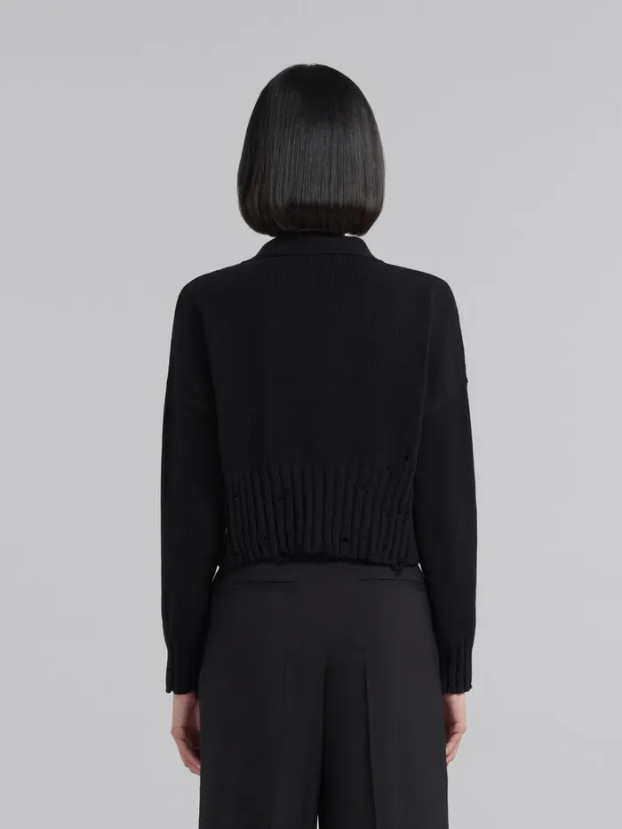 Black Cotton Cropped Cardigan Women Marni Knitwear