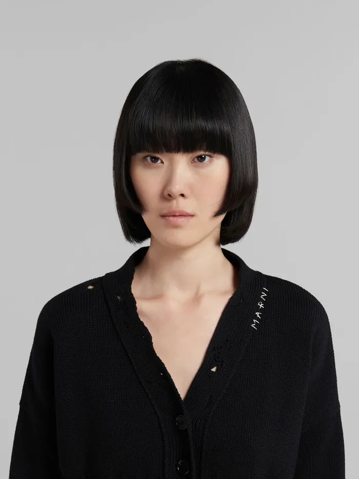 Black Cotton Cropped Cardigan Women Marni Knitwear