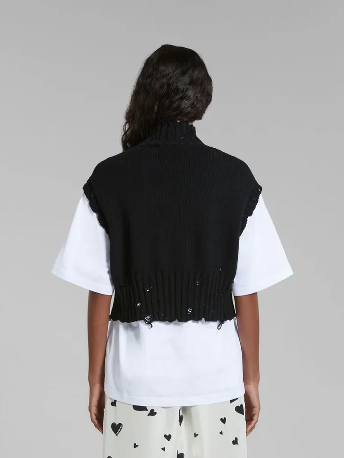 Black Cotton Cropped Vest Women Marni Knitwear