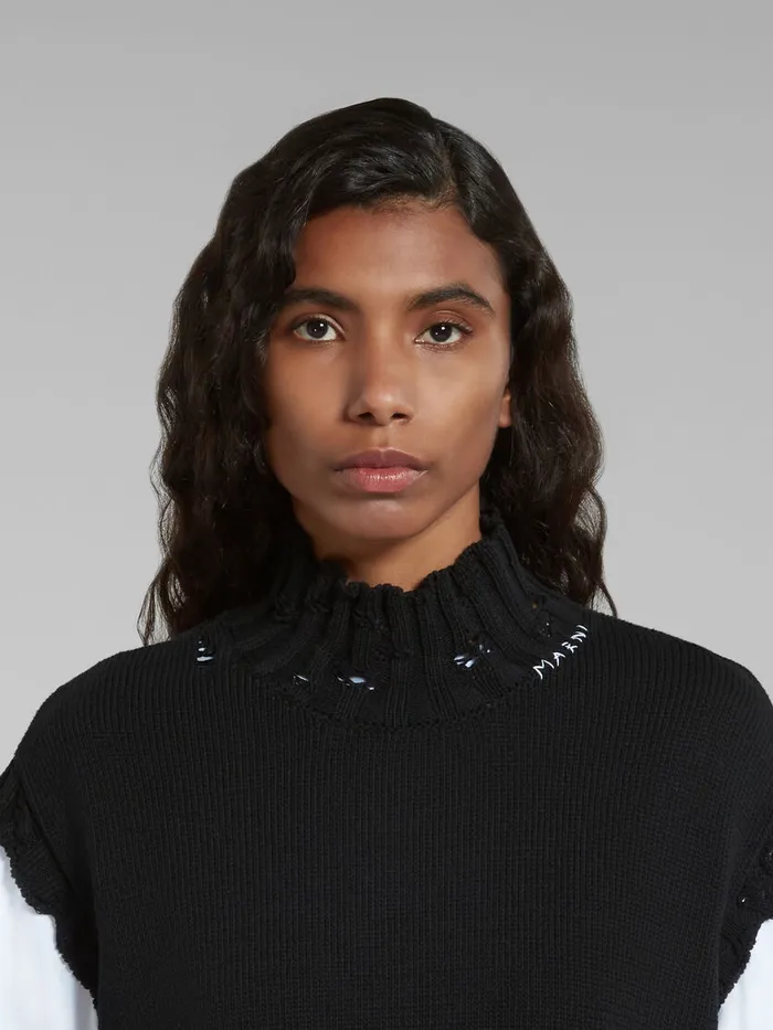 Black Cotton Cropped Vest Women Marni Knitwear
