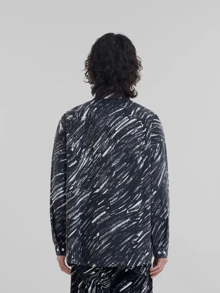 Black Crayon Print Organic Cotton Shirt Men Marni Tops and TShirts