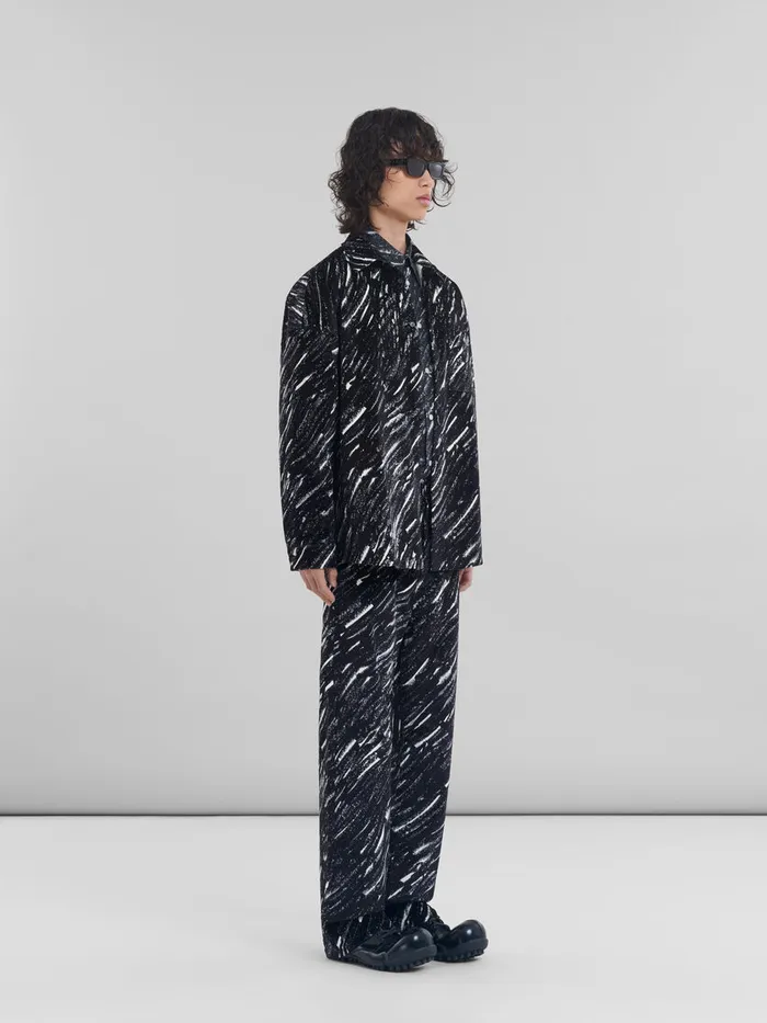 Black Crayon Print Organic Cotton Shirt Men Marni Tops and TShirts