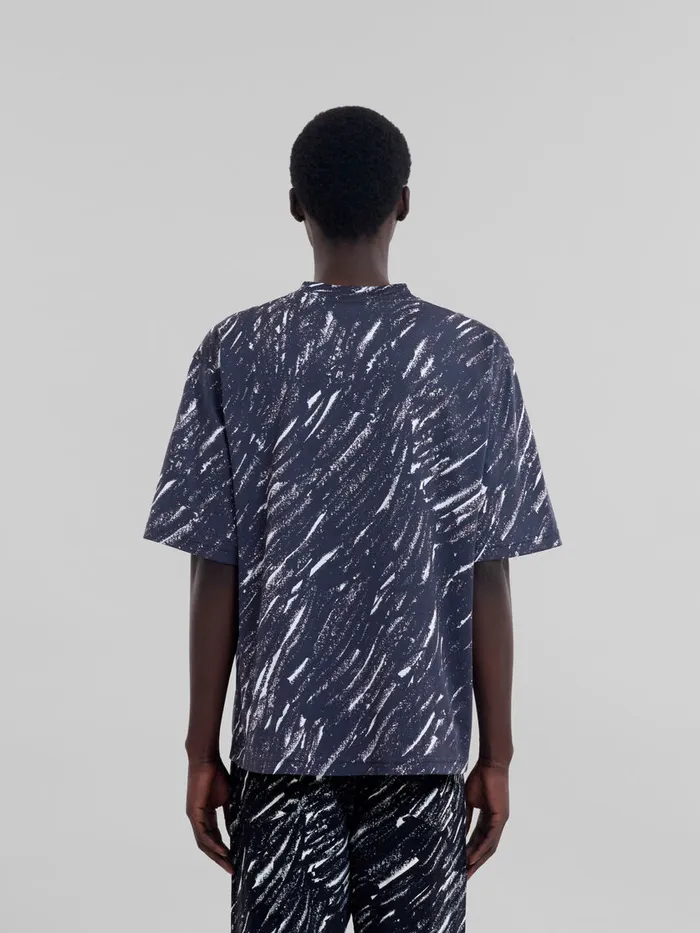 Black Crayon Print Organic Cotton Tshirt Men Marni Tops and TShirts