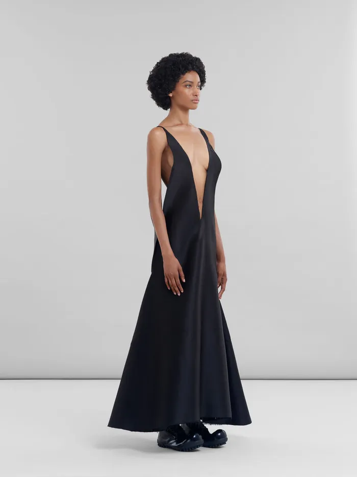 Black Duchesse Vneck Dress Women Marni Dresses