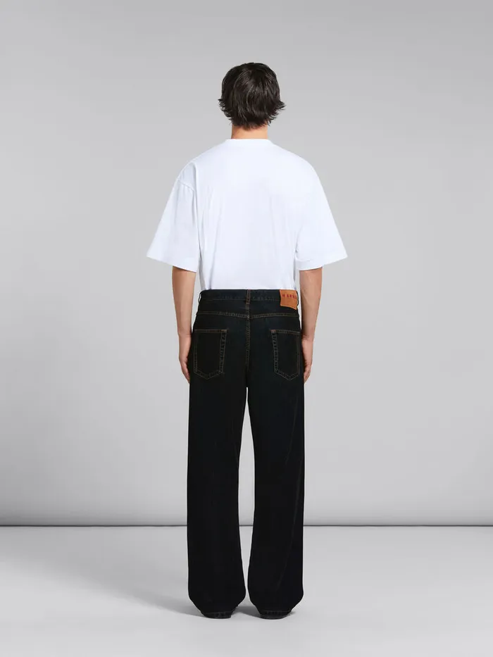Black Flocked Denim Wideleg Jeans Men Marni Pants