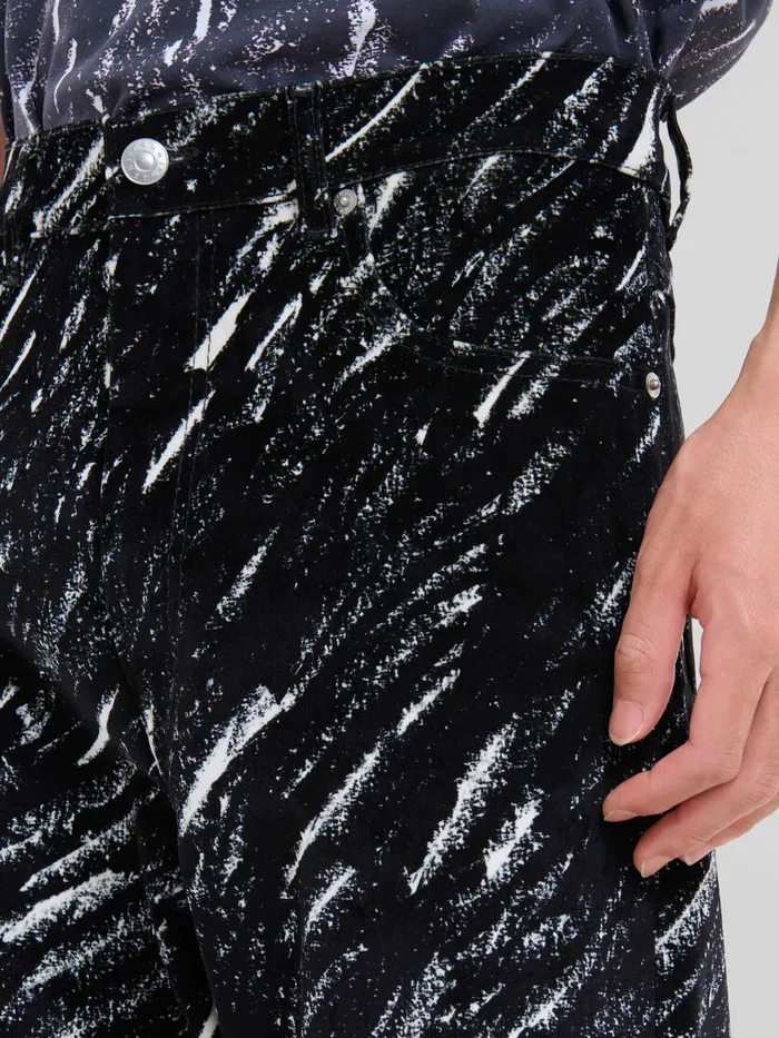 Black Flocked Denim Wideleg Jeans With Crayon Print Men Marni Pants