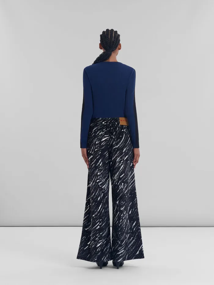 Black Flocked Loose Jeans With Crayon Print Women Marni Pants