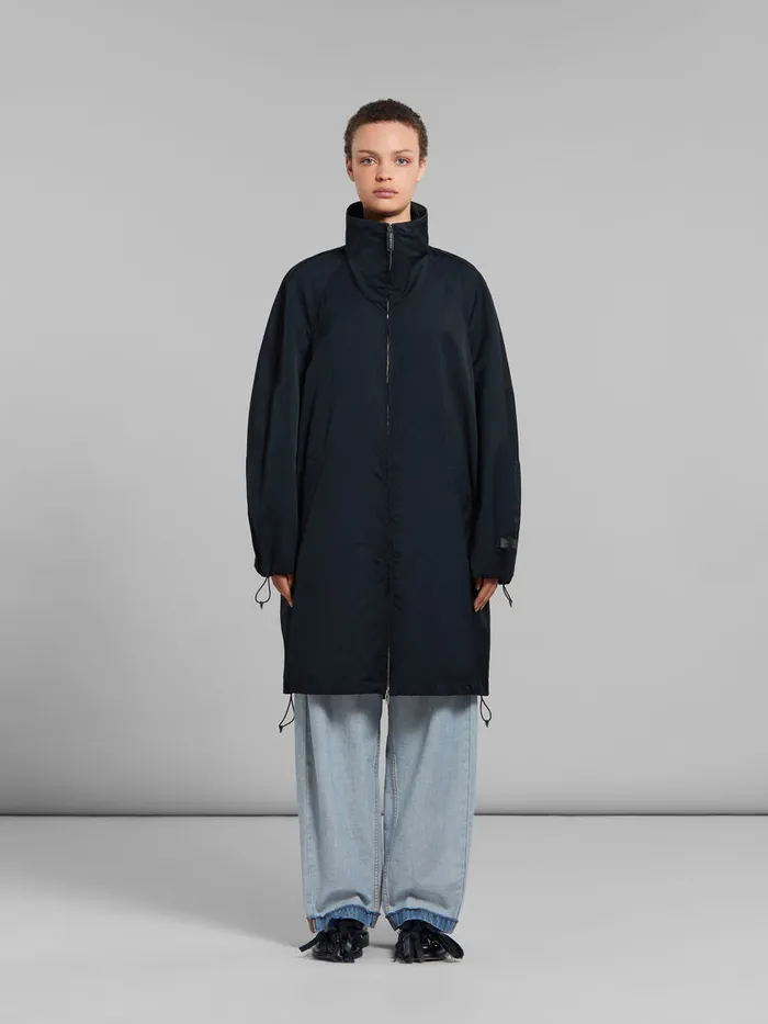 Black Gathered Taffeta Parka Women Marni Coats and Jackets