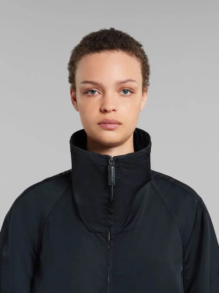 Black Gathered Taffeta Parka Women Marni Coats and Jackets
