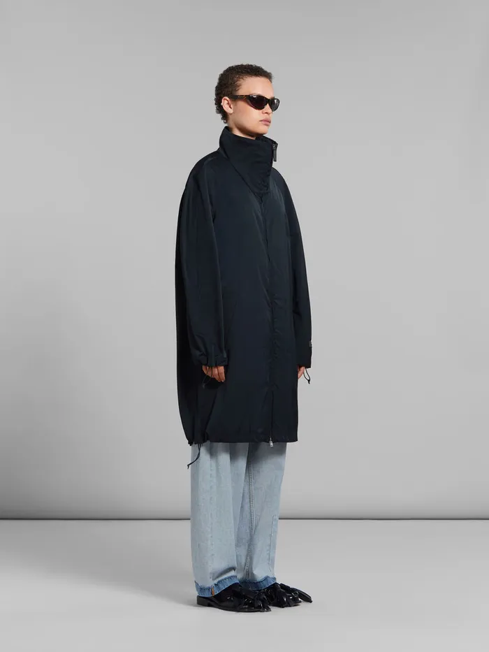 Black Gathered Taffeta Parka Women Marni Coats and Jackets