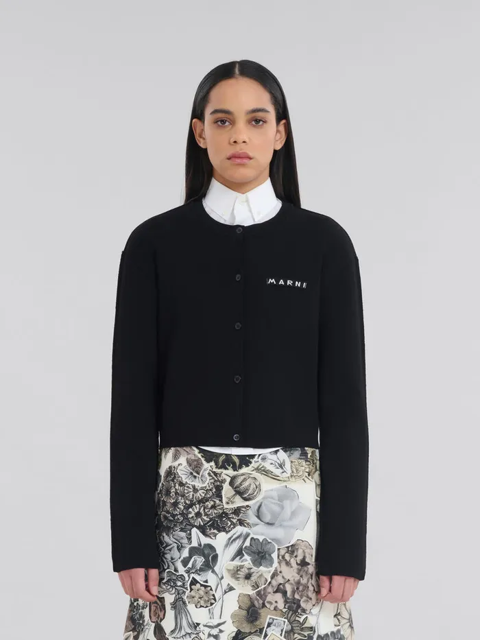 Black Halfandhalf Viscose Cardigan Women Marni Knitwear