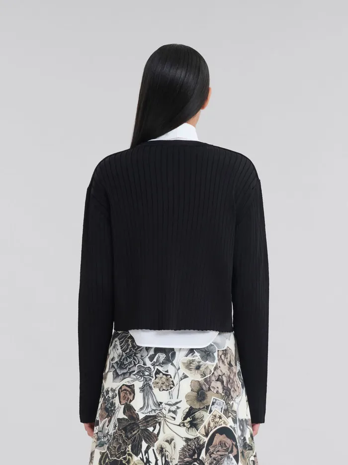 Black Halfandhalf Viscose Cardigan Women Marni Knitwear