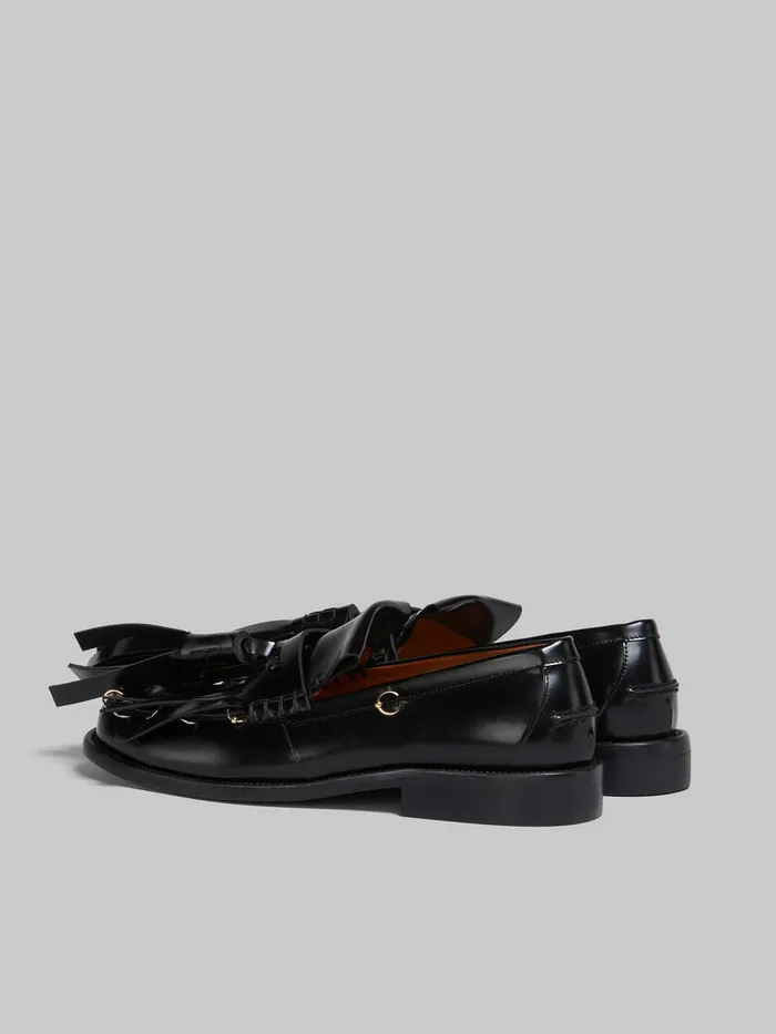 Black Leather Bambi Loafer With Maxi Tassels Men Marni Lace Up and Loafers