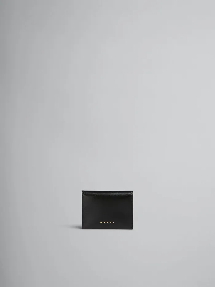 Black Leather Bifold Card Case Women Marni Wallets and Small Leather Goods