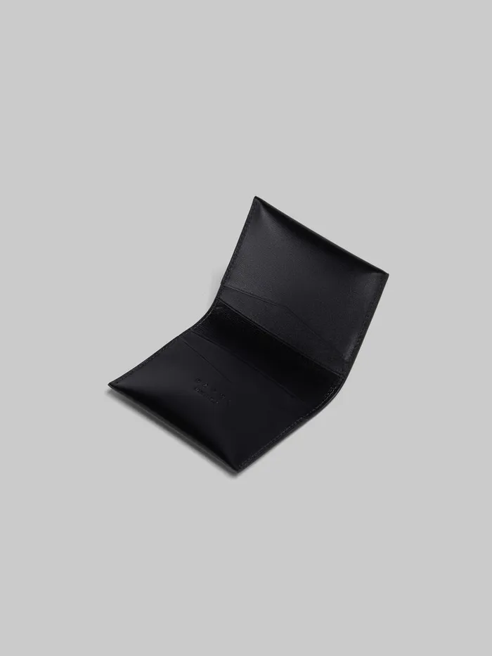 Black Leather Bifold Card Case Women Marni Wallets and Small Leather Goods