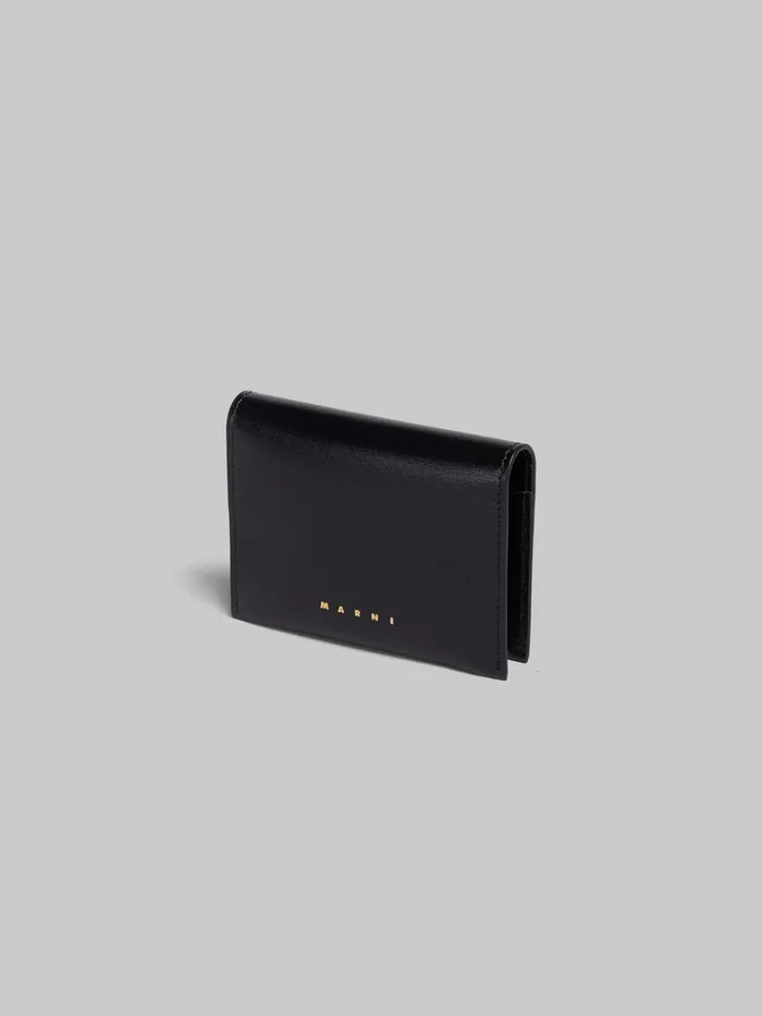 Black Leather Bifold Card Case Women Marni Wallets and Small Leather Goods