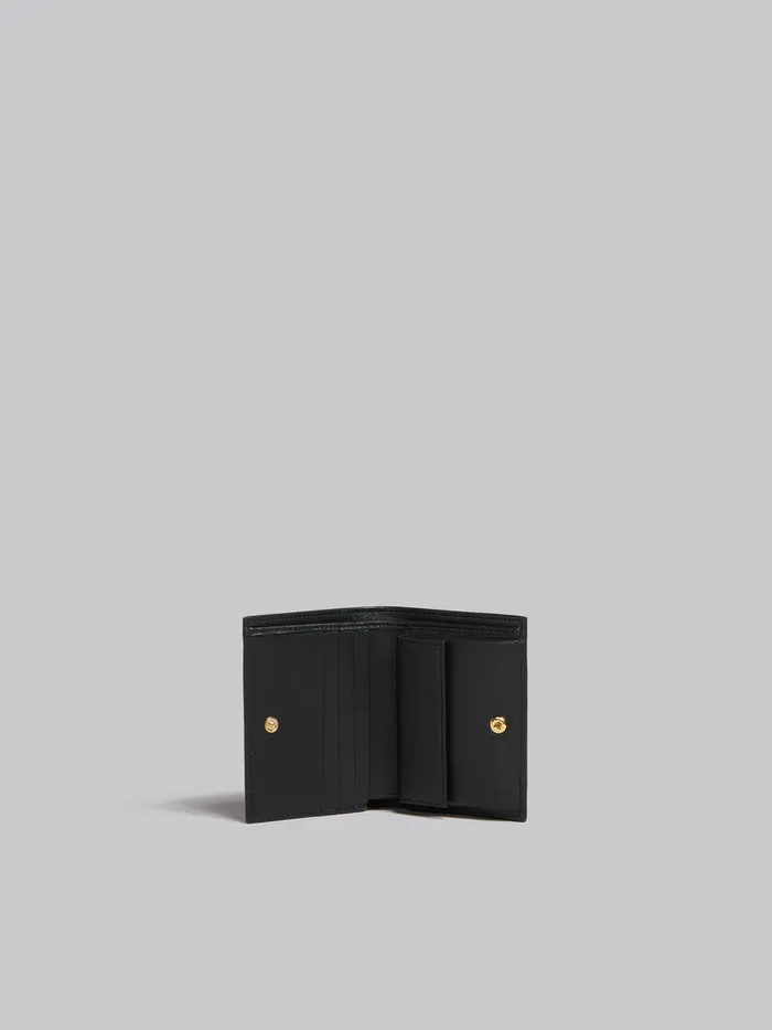 Black Leather Bifold Wallet With Marni Mending Men Marni Wallets and Small Leather Goods