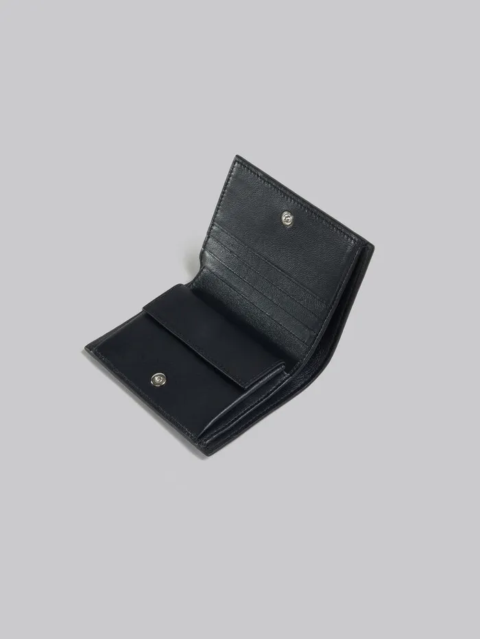 Black Leather Bifold Wallet With Marni Mending Men Marni Wallets and Small Leather Goods