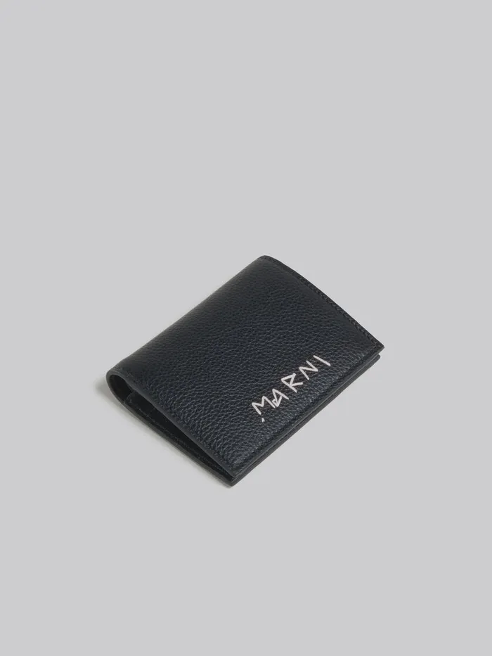 Black Leather Bifold Wallet With Marni Mending Men Marni Wallets and Small Leather Goods