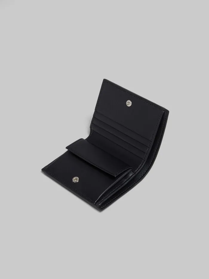 Black Leather Bifold Wallet With Marni Mending Women Marni Wallets and Small Leather Goods