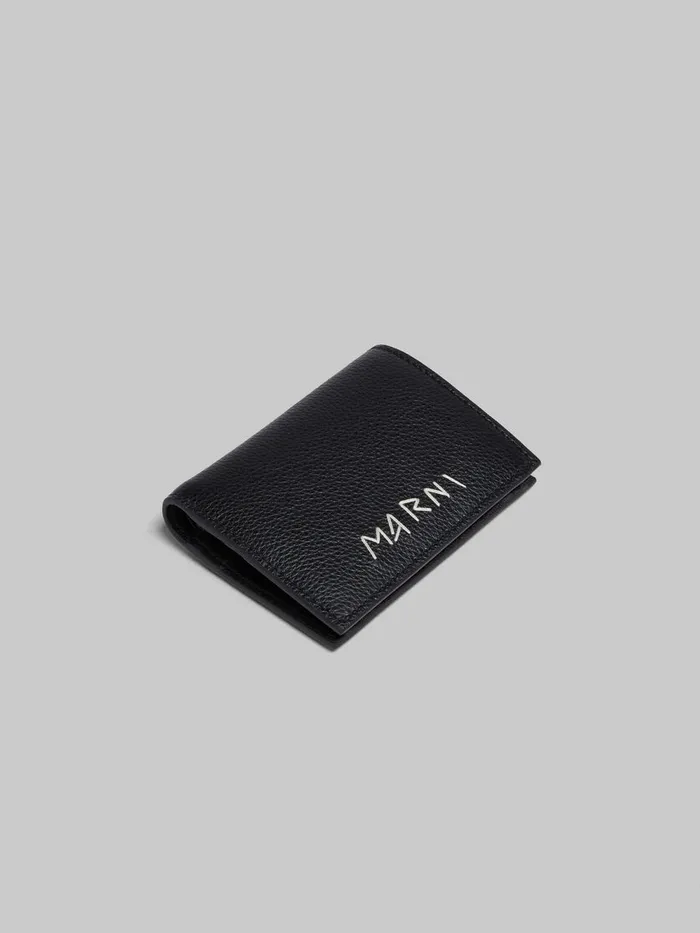 Black Leather Bifold Wallet With Marni Mending Women Marni Wallets and Small Leather Goods
