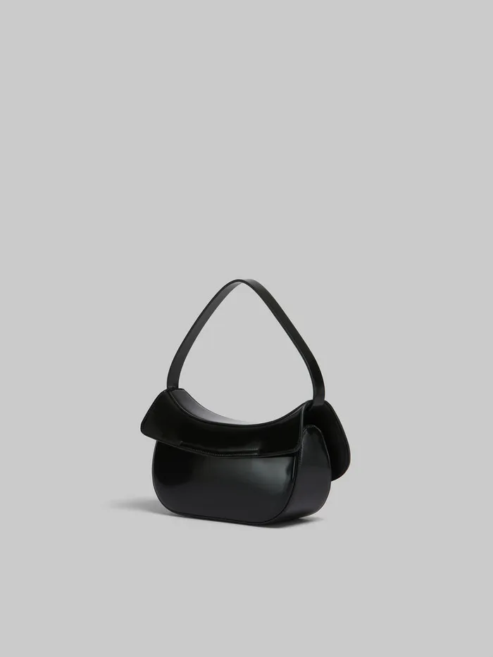 Black Leather Butterfly Medium Hobo Bag Women Marni Shoulder Bags