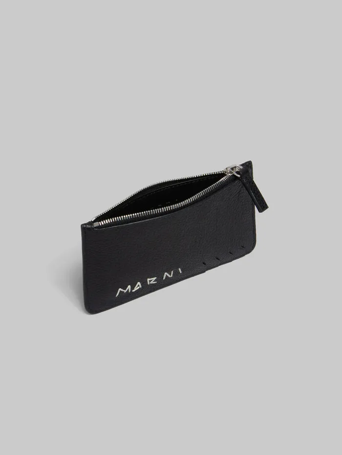 Black Leather Card Case With Marni Mending Men Marni Wallets and Small Leather Goods