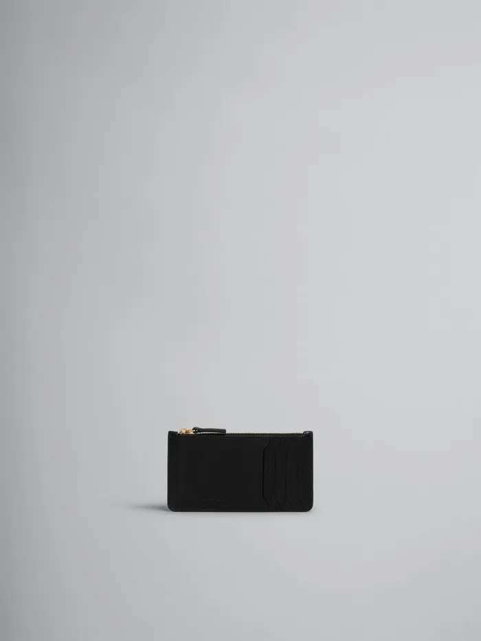 Black Leather Card Case Women Marni Wallets and Small Leather Goods