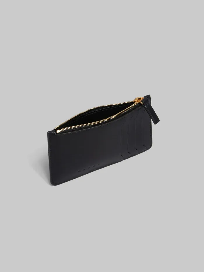 Black Leather Card Case Women Marni Wallets and Small Leather Goods