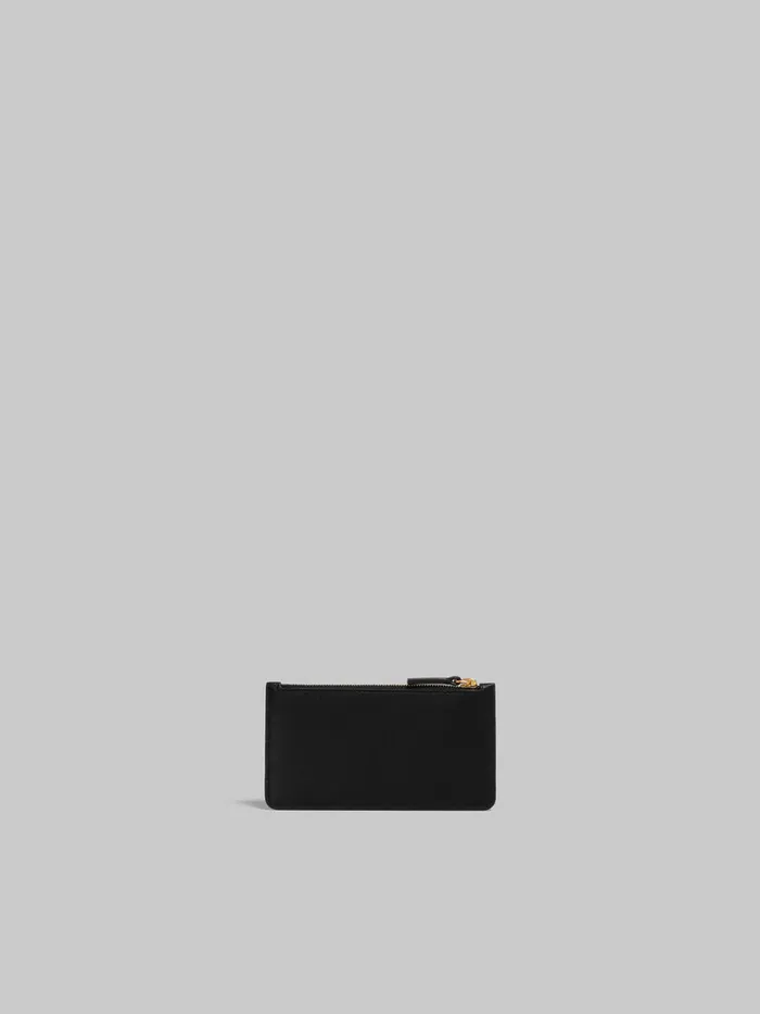 Black Leather Card Case Women Marni Wallets and Small Leather Goods
