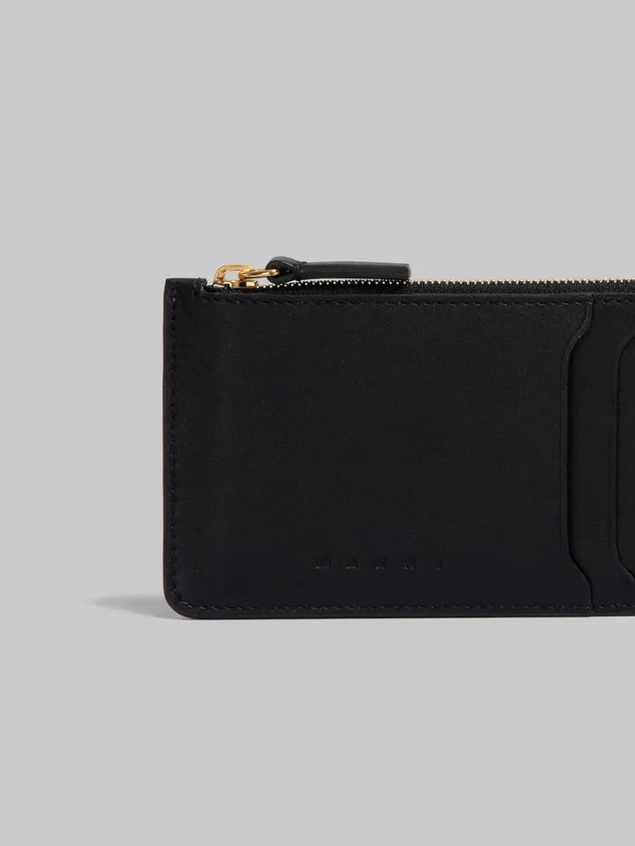 Black Leather Card Case Women Marni Wallets and Small Leather Goods