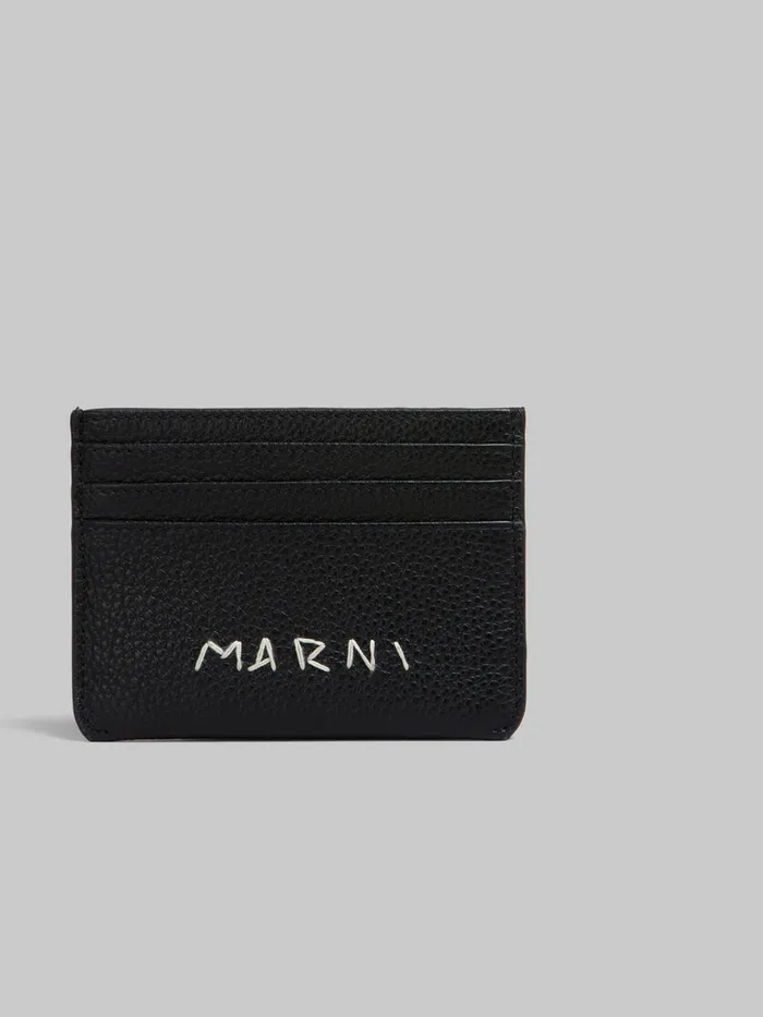 Black Leather Cardholder With Marni Mending Men Marni Wallets and Small Leather Goods