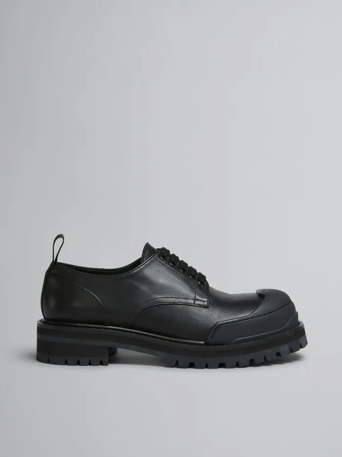 Black Leather Dada Army Derby Shoe Men Marni Lace Up and Loafers