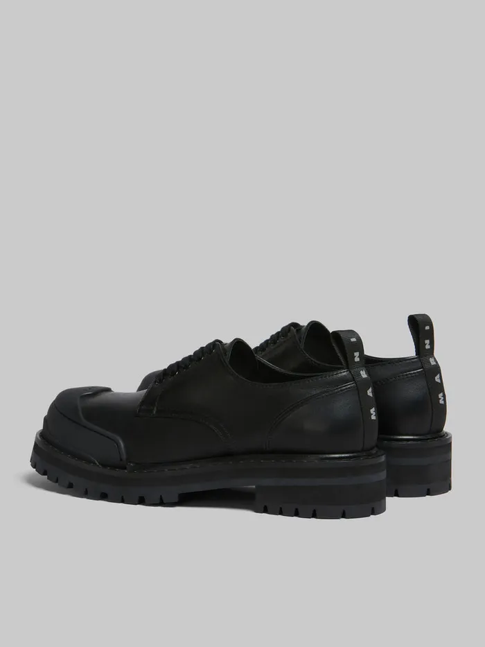 Black Leather Dada Army Derby Shoe Men Marni Lace Up and Loafers