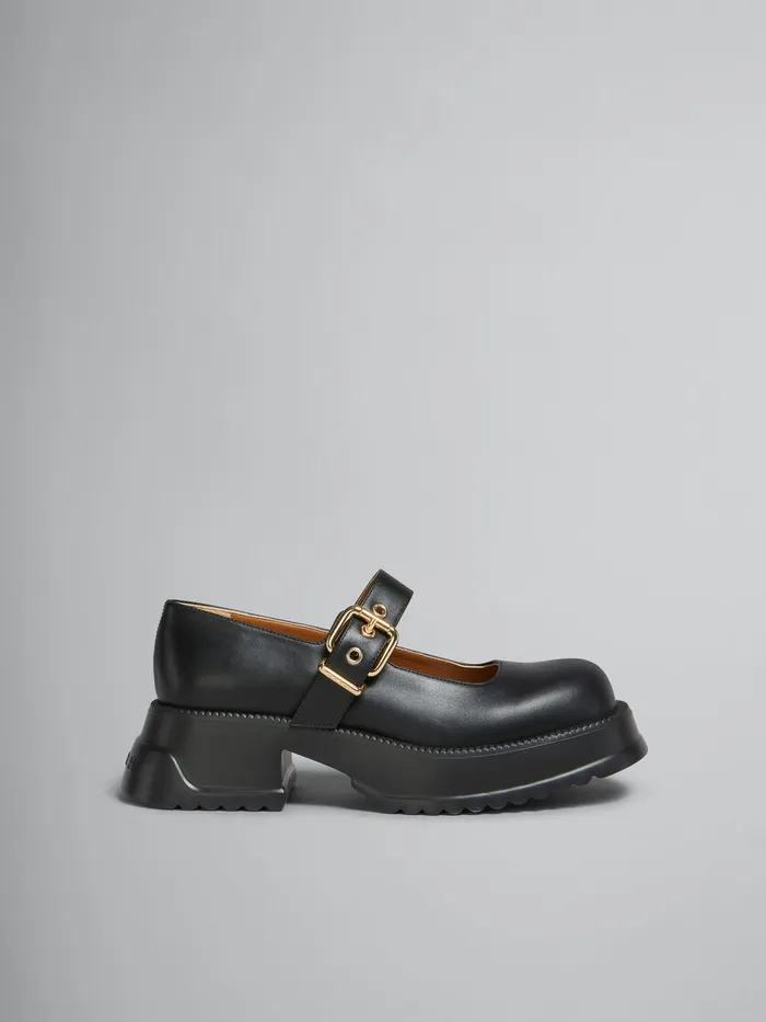 Black Leather Mary Jane With Platform Sole Women Marni Sneakers
