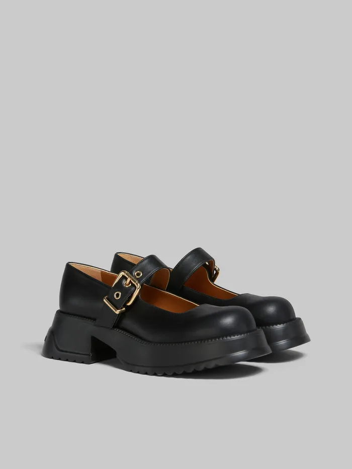 Black Leather Mary Jane With Platform Sole Women Marni Sneakers