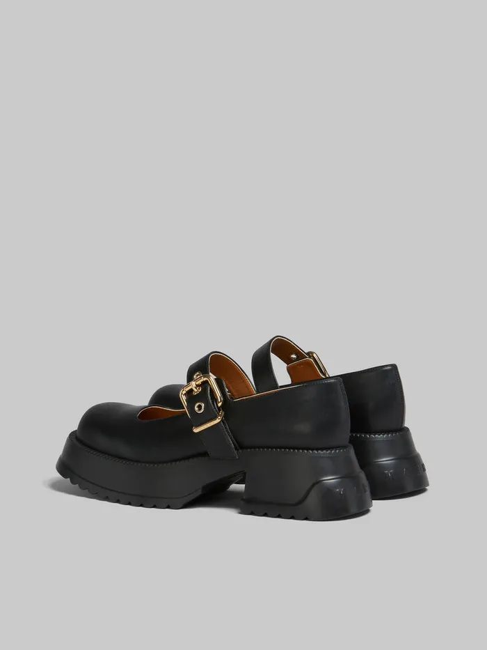 Black Leather Mary Jane With Platform Sole Women Marni Sneakers