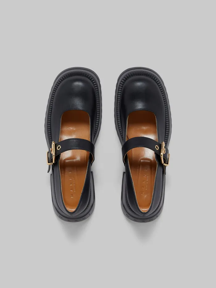 Black Leather Mary Jane With Platform Sole Women Marni Sneakers