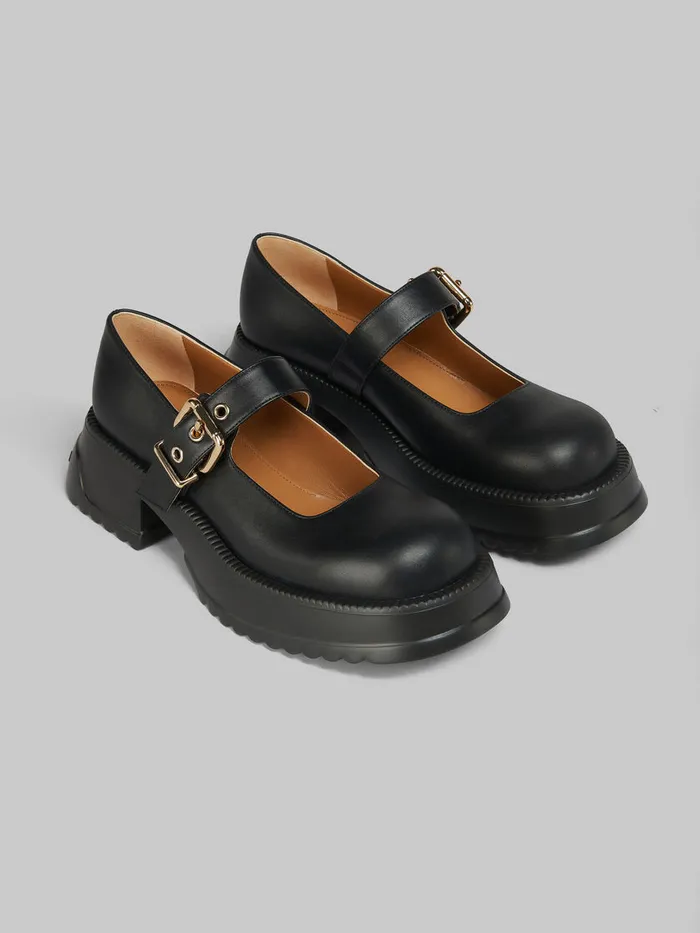 Black Leather Mary Jane With Platform Sole Women Marni Sneakers