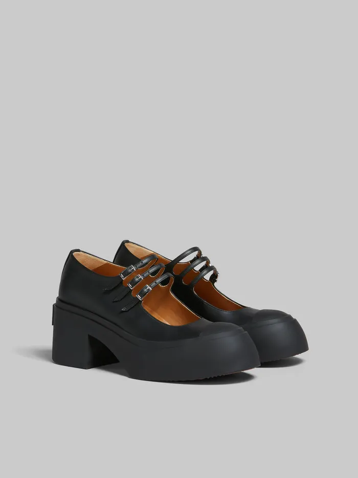 Black Leather Pablo Triplebuckle Mary Jane Shoe Women Marni Sneakers