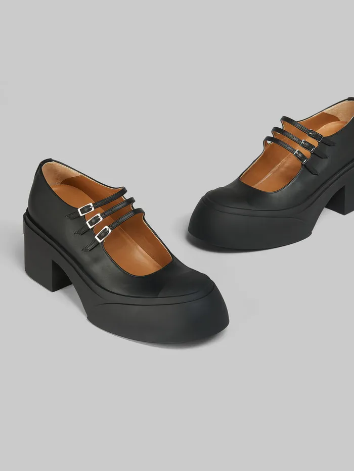 Black Leather Pablo Triplebuckle Mary Jane Shoe Women Marni Sneakers