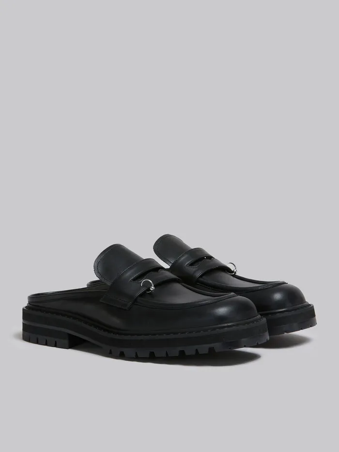 Black Leather Piercing 20 Chunky Sabot Loafer Men Marni Lace Up and Loafers