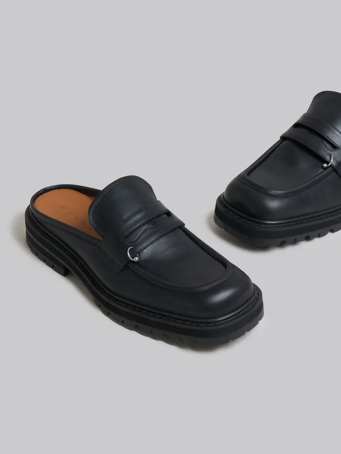 Black Leather Piercing 20 Chunky Sabot Loafer Men Marni Lace Up and Loafers