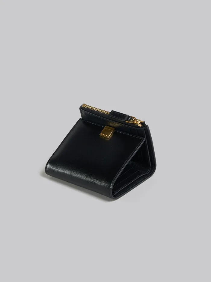 Black Leather Trifold Prisma Wallet Women Marni Wallets and Small Leather Goods