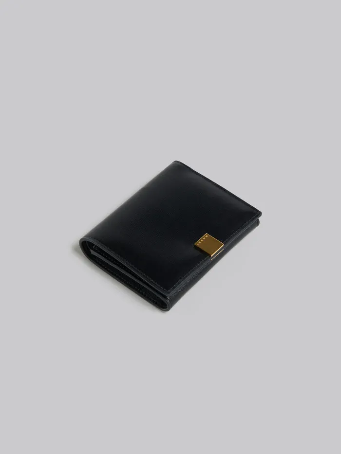 Black Leather Trifold Prisma Wallet Women Marni Wallets and Small Leather Goods