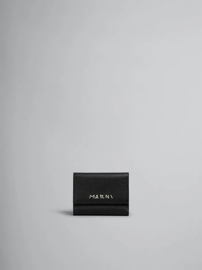 Black Leather Trifold Wallet With Marni Mending Men Marni Wallets and Small Leather Goods Black Leather Trifold Wallet With Marni Mending Men Marni Wallets and Small Leather Goods